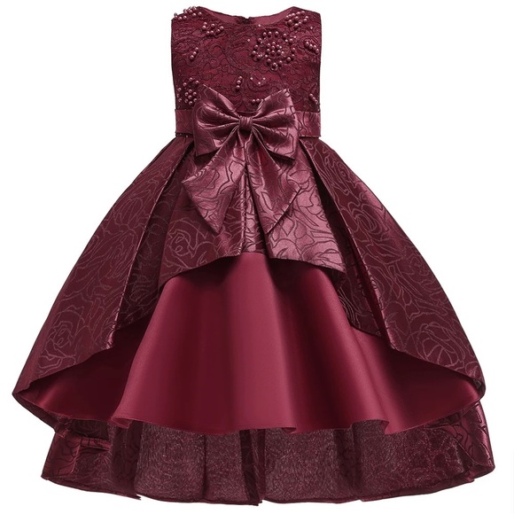 Other - Luxury Pearl Embroidered Floral Bow Princess Wedding Birthday Flower Dress 5056